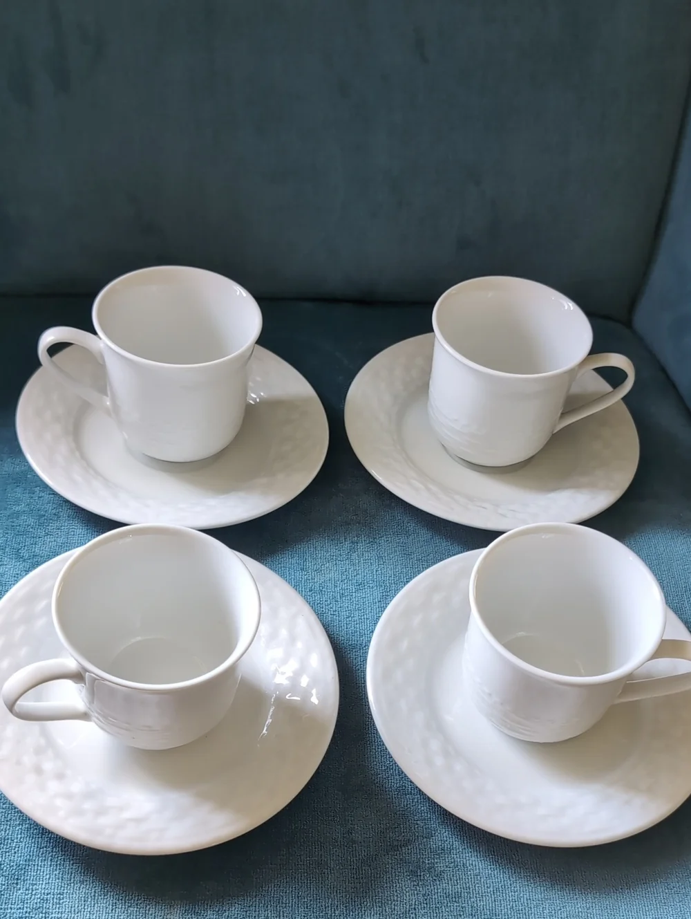Gibson White Textured Ceramic Saucers - Set of 4